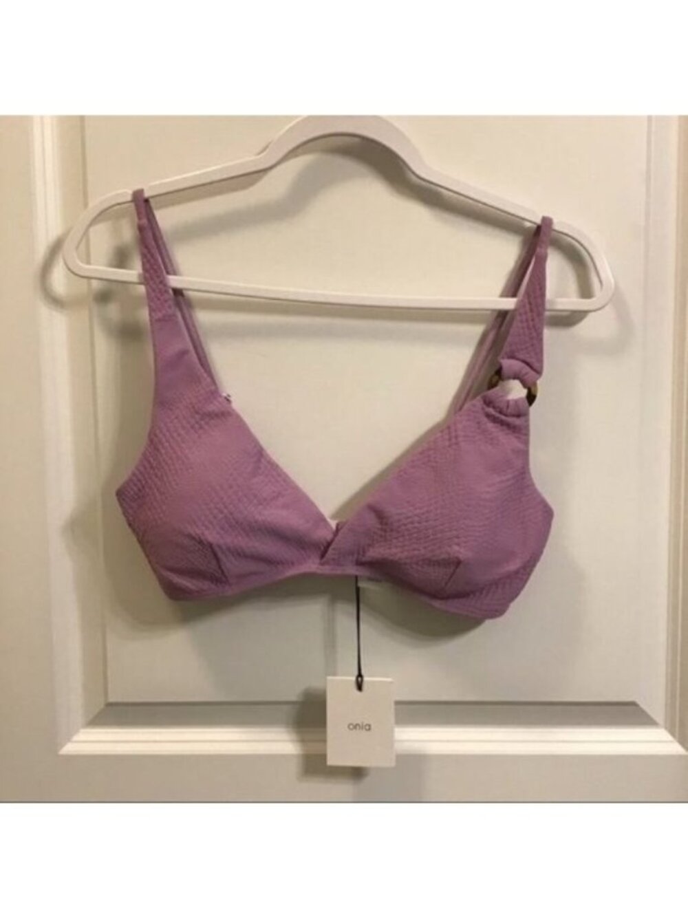 NWT Onia Clair Textured Lavender Bikini Top Size XL